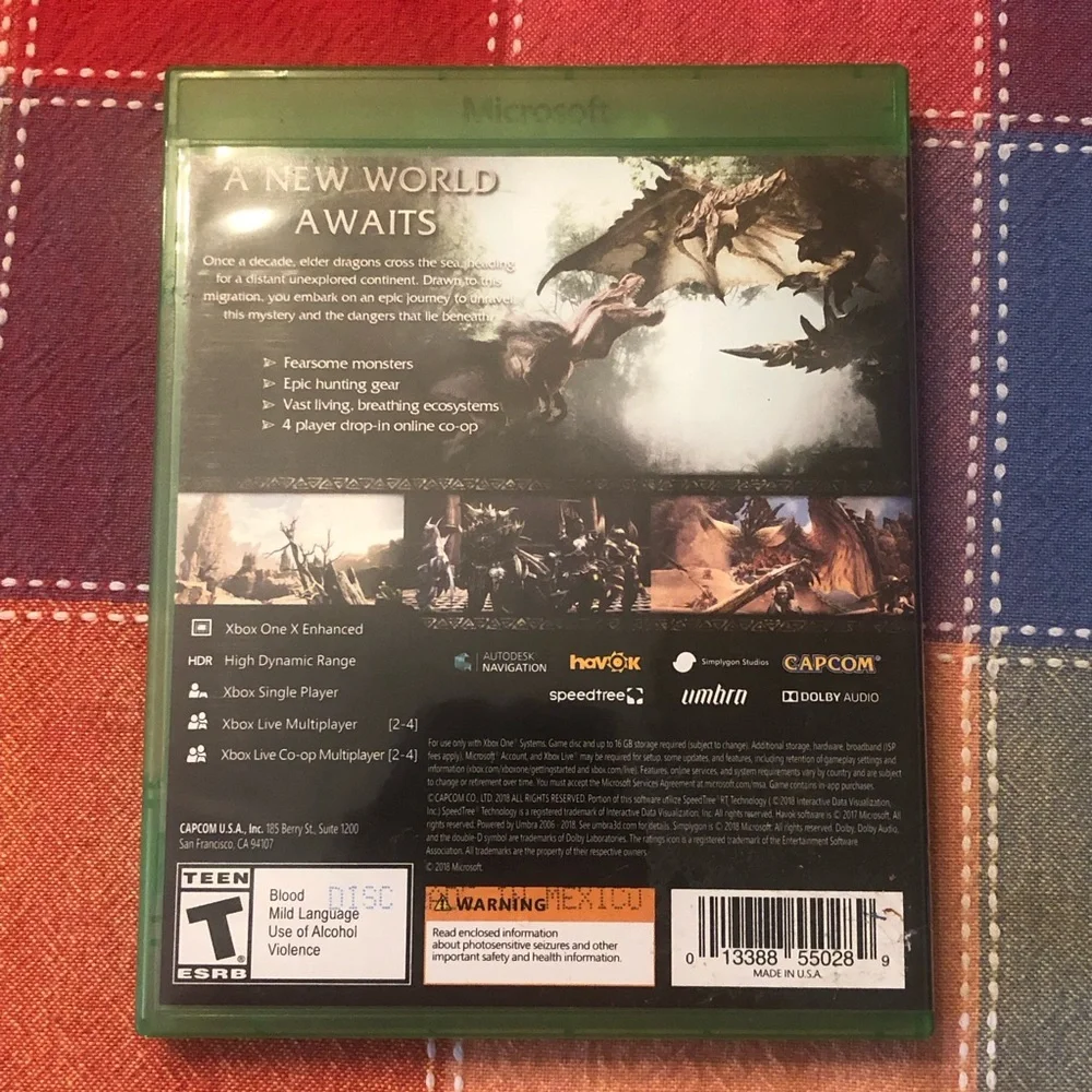 Monster Hunter World Xbox One Video Game